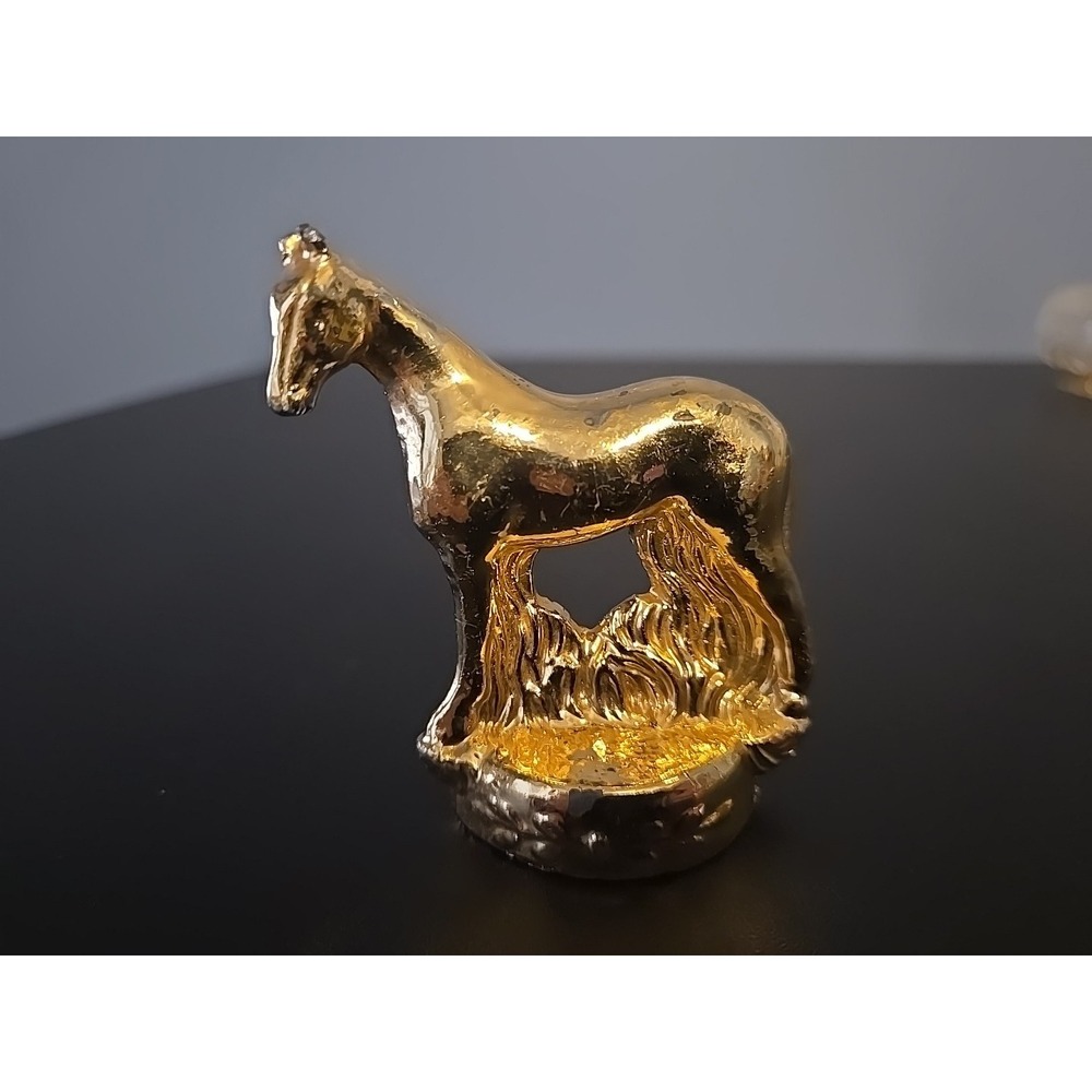 Vtg Horse Arabian Trophy‎ ornament Topper Gold Tone Hot Rod